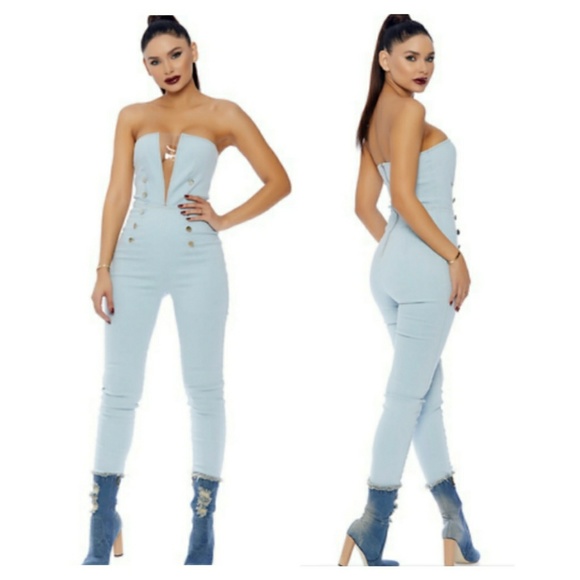 Pants - Last one❌️ Denim Jumpsuit Strapless